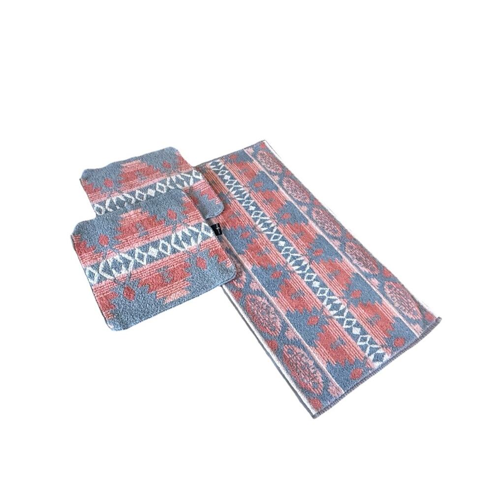 Ralph Lauren Vintage Set Bathroom Towels Blue Red Southwestern Raren Wash Cloths